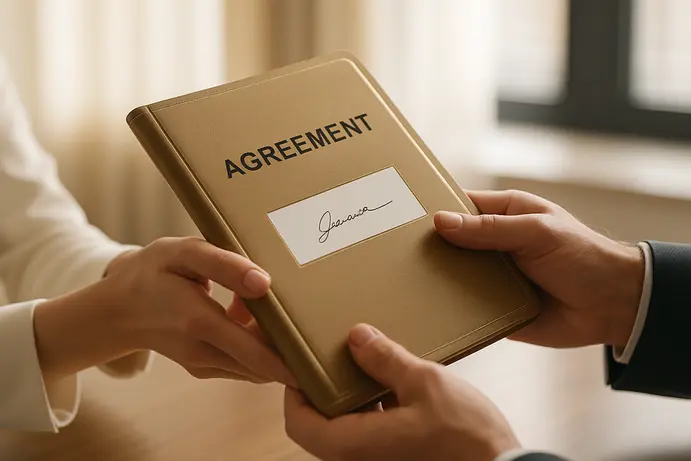 איור המציג את ההגדרה המשפטית של הסכם ממון