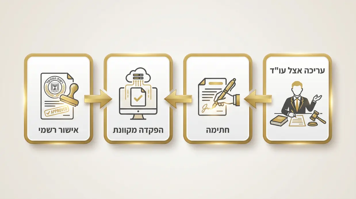 אינפוגרפיקה בעברית המתארת את שלבי עריכת והפקדת ייפוי הכוח המתמשך