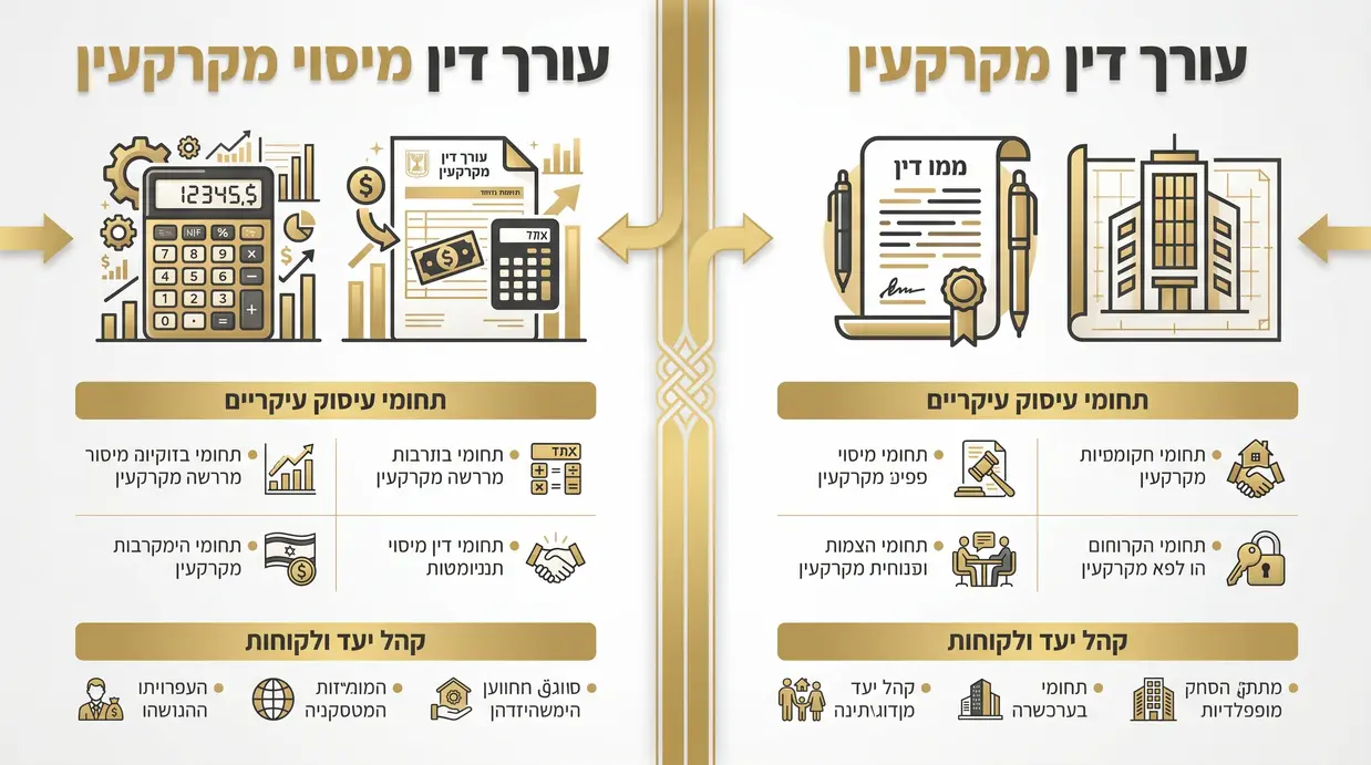 השוואה בין עורך דין מקרקעין לעורך דין מיסוי מקרקעין