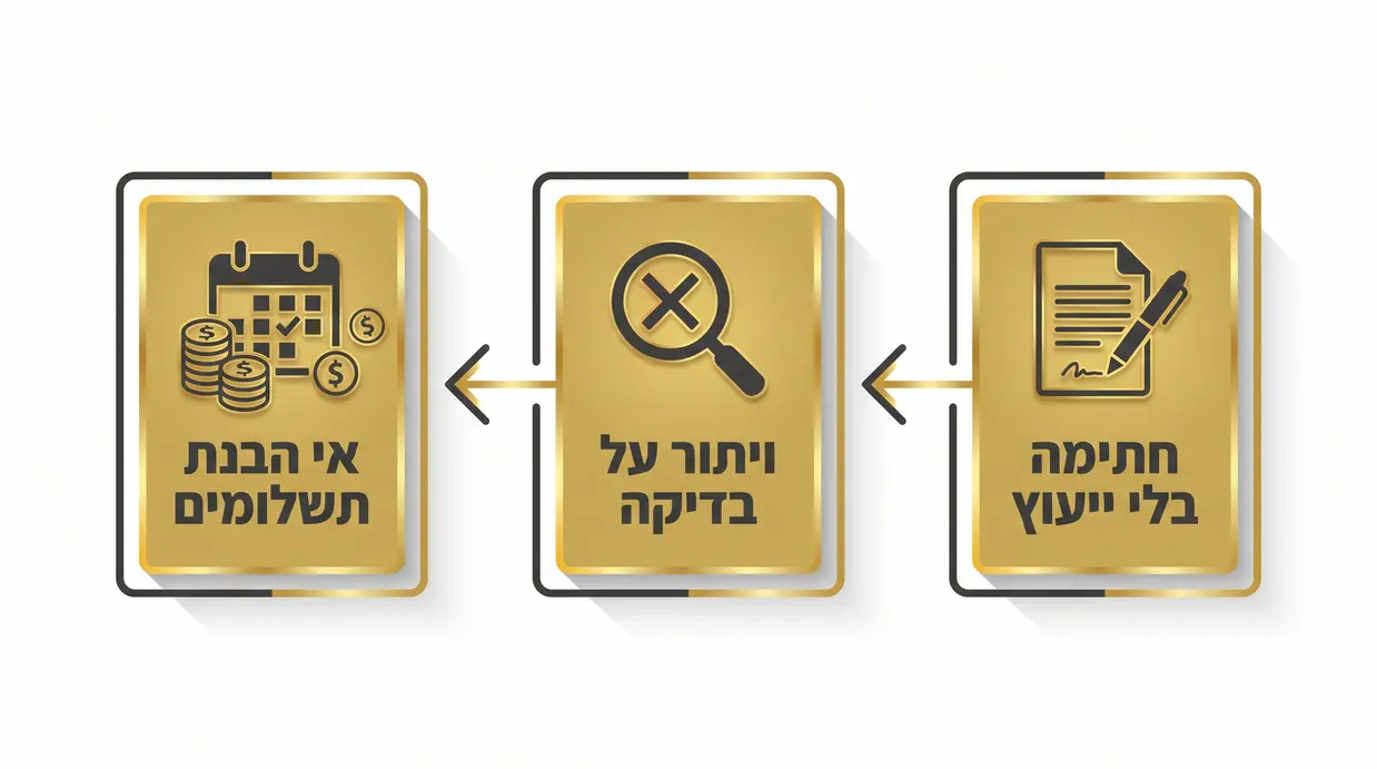 אינפוגרפיקה בעברית המציגה טעויות נפוצות של רוכשי דירות מקבלן