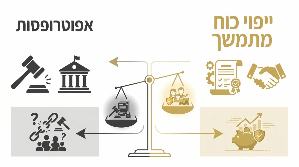 אינפוגרפיקה המציגה השוואה בין ייפוי כוח מתמשך לאפוטרופסות בהיבט הכלכלי