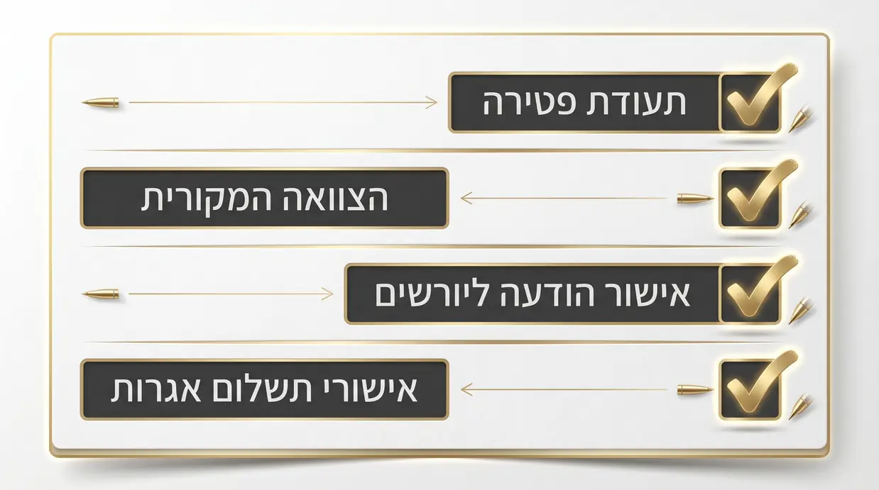 אינפוגרפיקה בעברית המציגה רשימת מסמכים נדרשים להגשת בקשה לצו קיום צוואה
