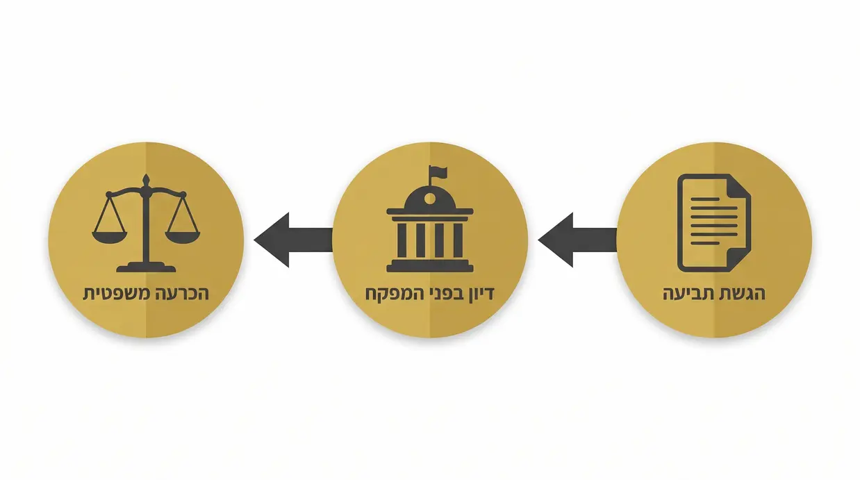 אינפוגרפיקה בעברית על תהליך התביעה בפני המפקח על בתים משותפים