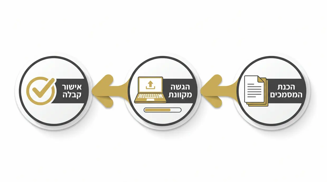 תרשים בעברית המציג את שלבי ההגשה המקוונת לצו קיום צוואה