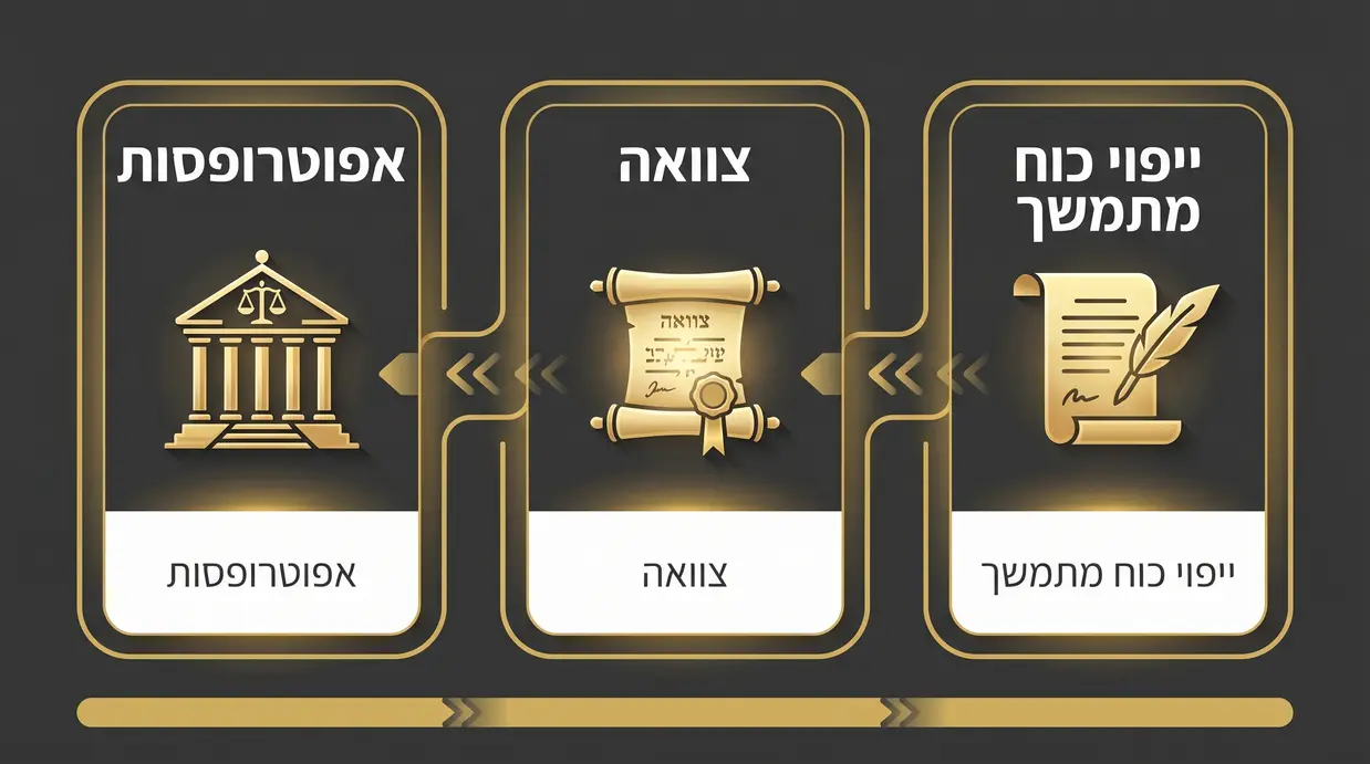 אינפוגרפיקה בעברית המשווה בין ייפוי כוח מתמשך, צוואה ואפוטרופסות