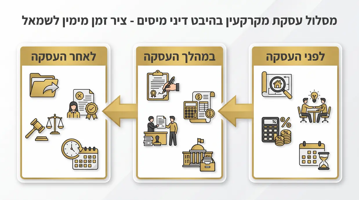 תרשים זרימה המציג את שלבי העסקה בנדל