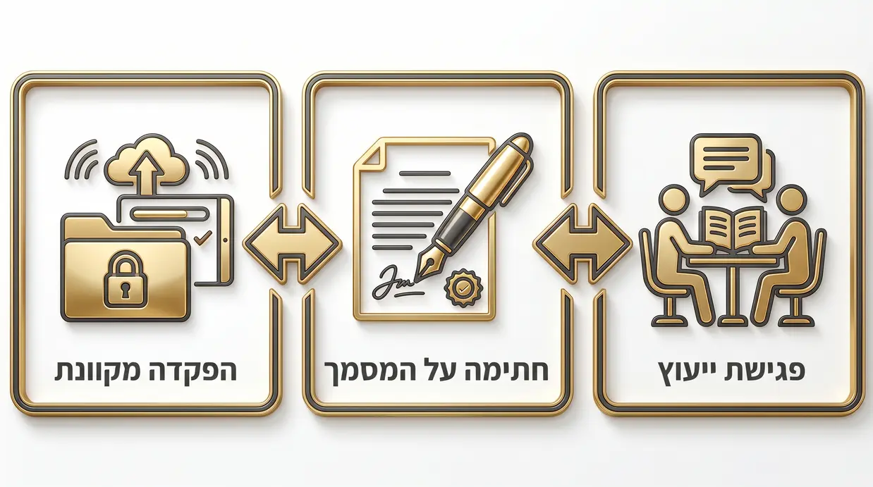 אינפוגרפיקה בעברית המציגה את שלבי עריכת והפקדת ייפוי כוח מתמשך
