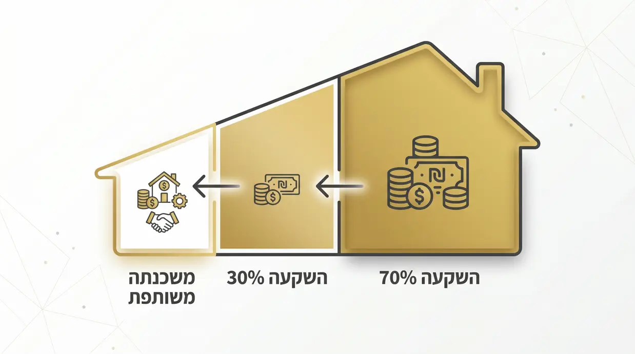 אינפוגרפיקה בעברית המציגה חלוקה לא שוויונית בבעלות על דירה ומשכנתה משותפת