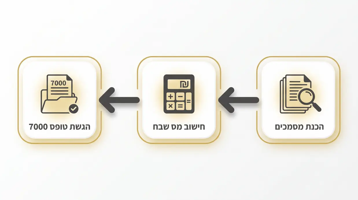 תרשים שלבי תהליך מס שבח במכירת נכס
