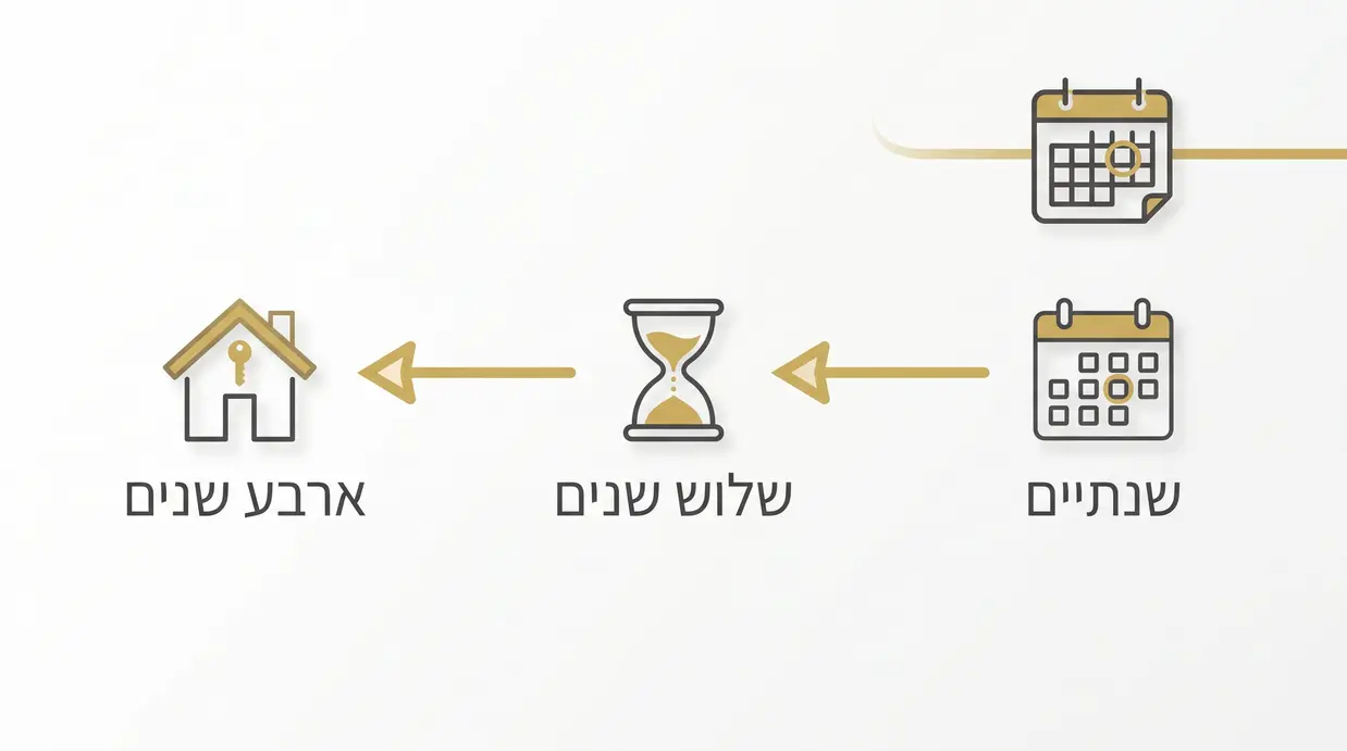 תרשים בעברית המציג את תקופות הצינון לפני מכירת דירה בפטור ממס