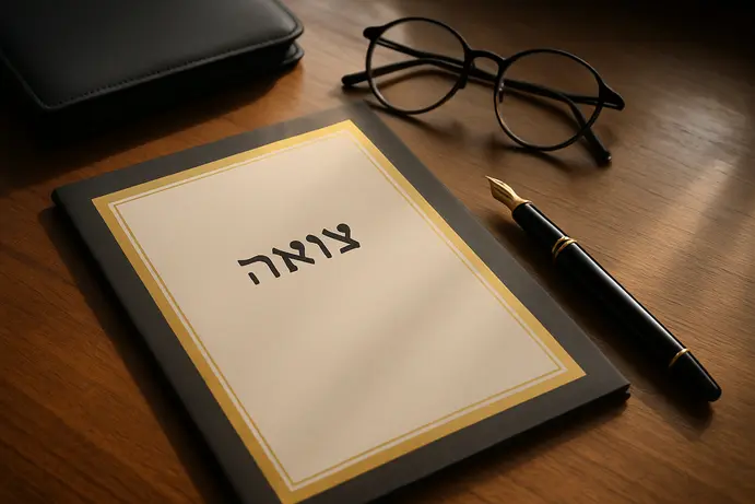 תיקייה משפטית עם הכיתוב צוואה על שולחן עץ במשרד עורכי דין
