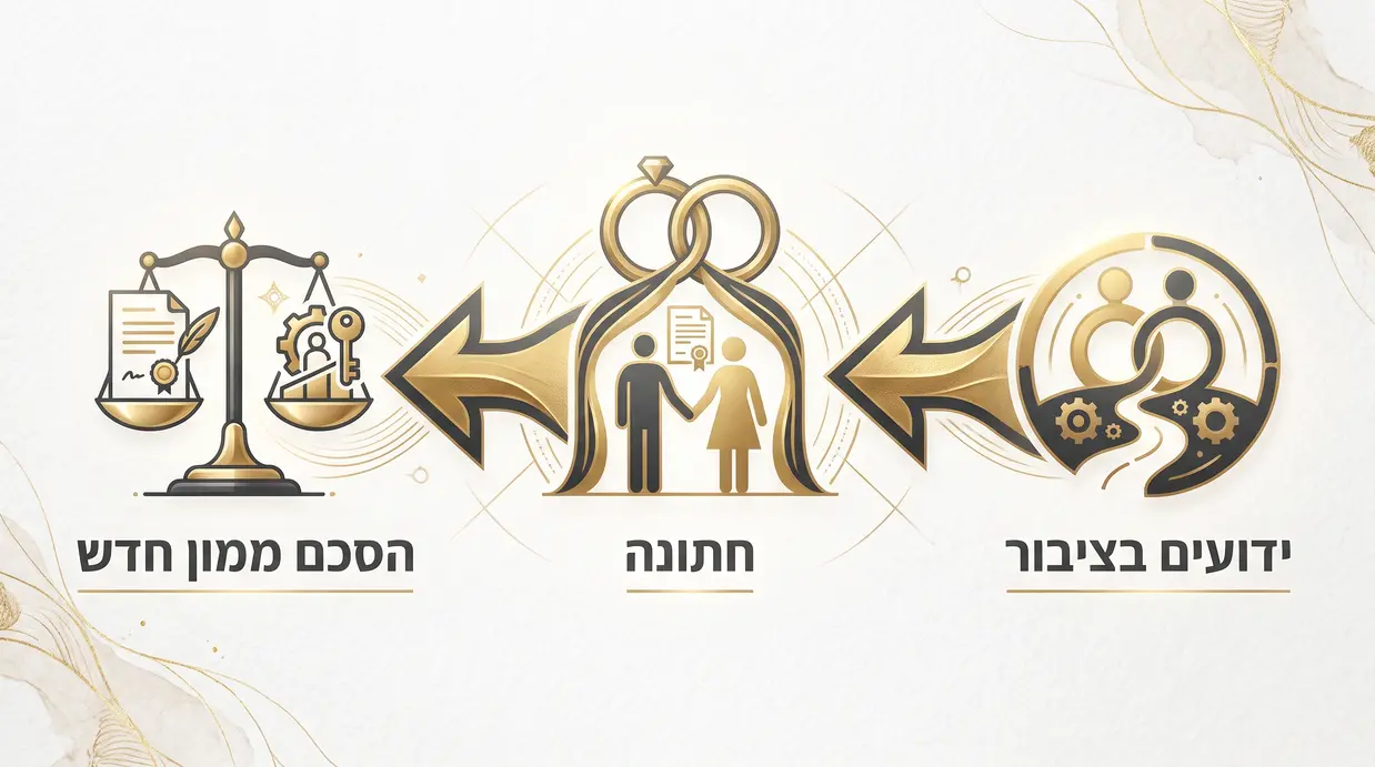 אילוסטרציה של מעבר מסטטוס ידועים בציבור לנישואין בהקשר להסכם ממון